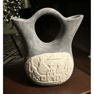 Native American Navajo Hand Crafted Pottery Wedding Vase Southwestern Desert B1